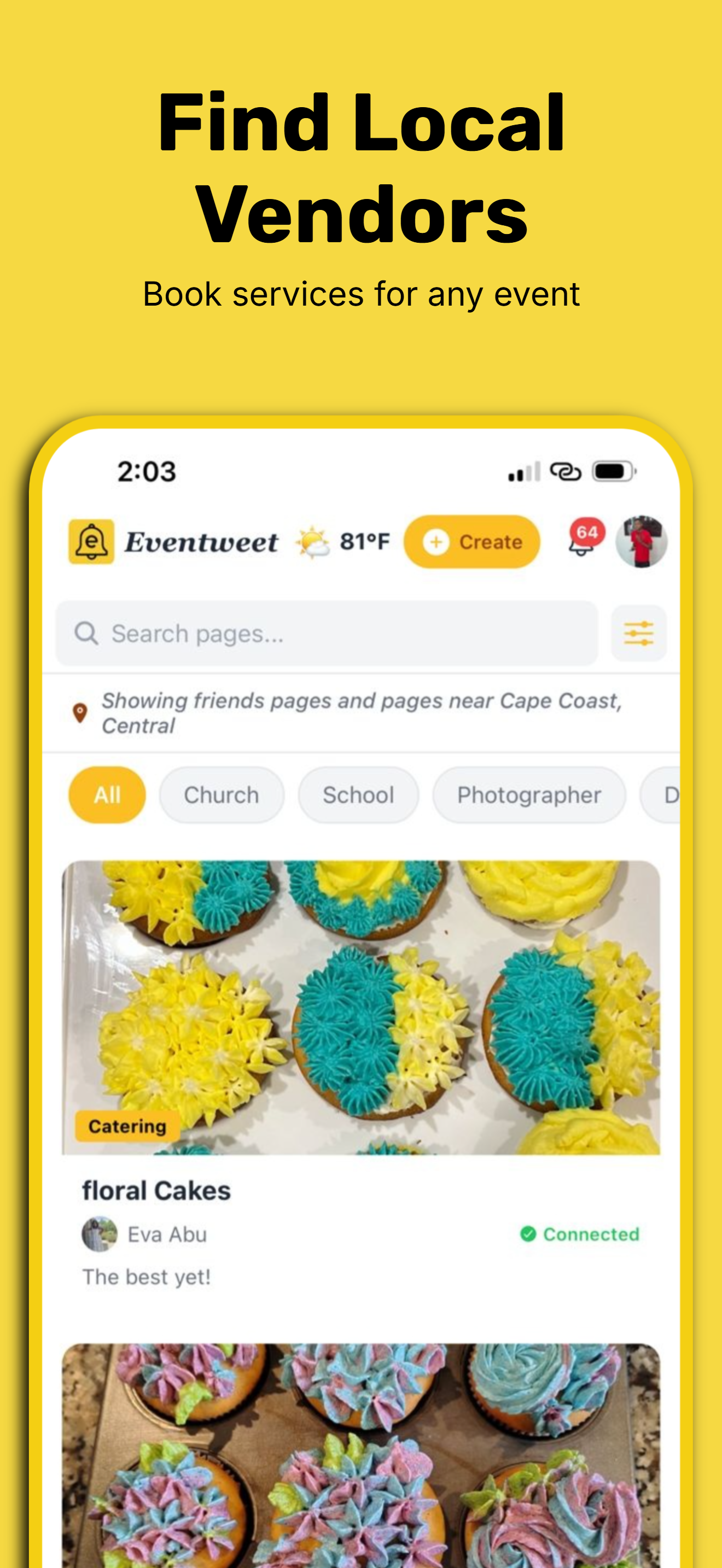 Find Local Vendors — Eventweet app screenshot